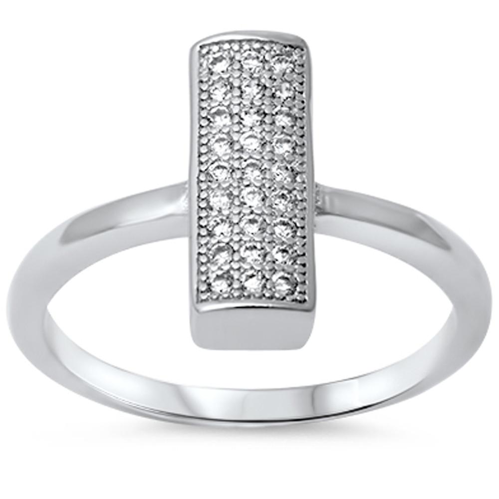 Rec Micro Pave Ring .925 Sterling Silver