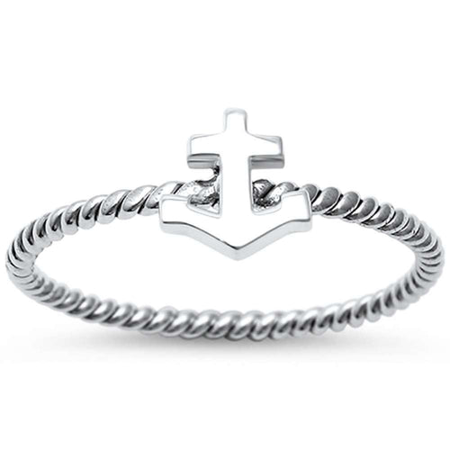 Sailor Anchor Rope Ring .925 Sterling Silver