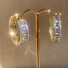 Load image into Gallery viewer, Detailed Baguette CZ Hoops