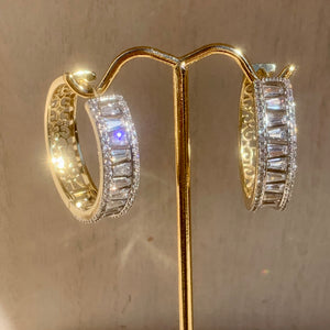 Detailed Baguette CZ Hoops