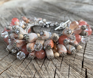 Red Line Stone Charm Bracelet