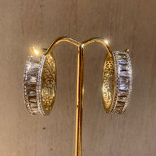 Load image into Gallery viewer, Detailed Baguette CZ Hoops