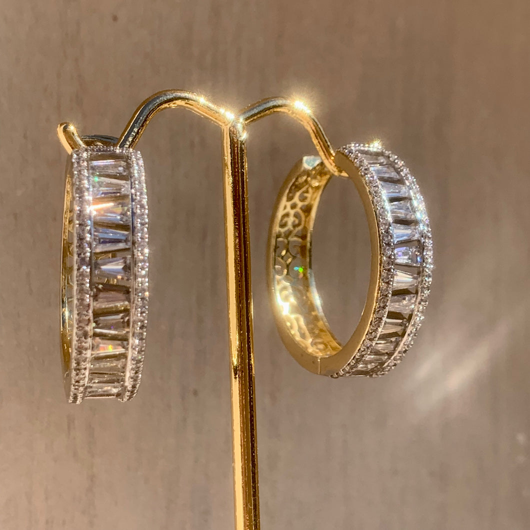 Detailed Baguette CZ Hoops