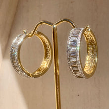 Load image into Gallery viewer, Detailed Baguette CZ Hoops