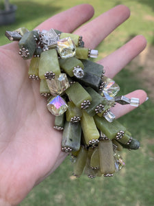 Crystals N’ Green Charm Bracelet