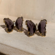 Load image into Gallery viewer, Purple Butterfly Earrings